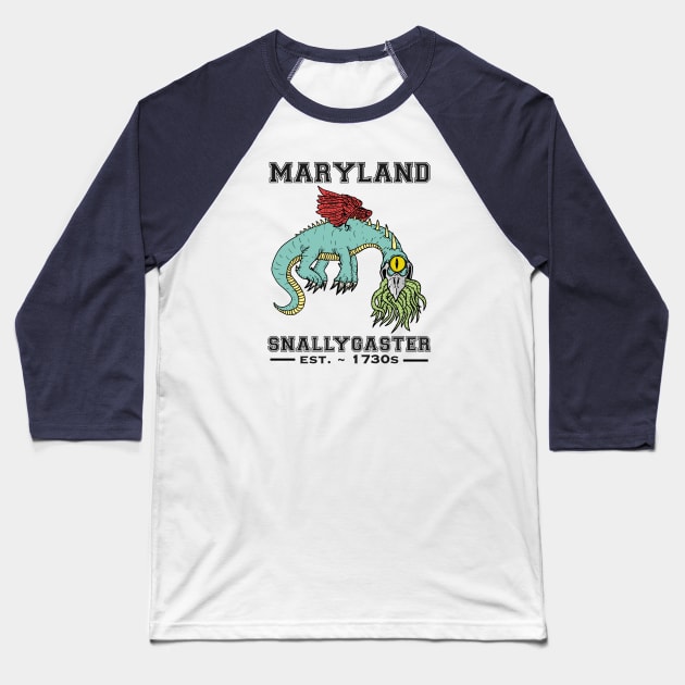 Maryland Cryptid the Snallygaster Baseball T-Shirt by SNK Kreatures